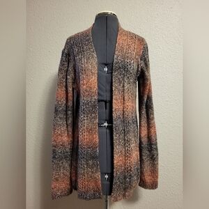 Maurices Brick Red/Orange & Brown/Gray Knit Open Front Cardigan Size Large